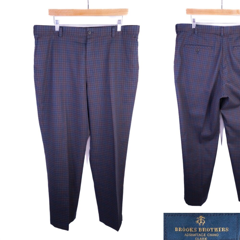 Brooks Brothers Advantage Chino Clark Gray Blue Brown Casual/Formal Pants 38X30